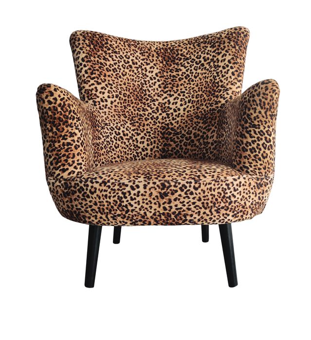 Leopard Velvet Armchair and Stool